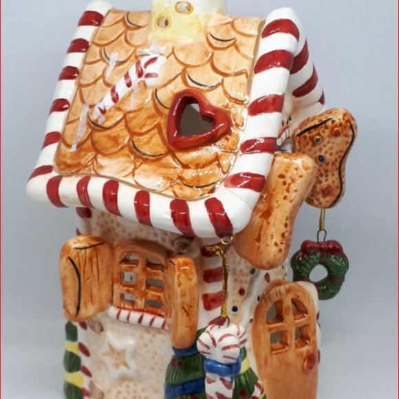 Christmas Ornament Gingerbread House Tea Light Cover or Shelf Display 7x4 - Picture 1 of 5